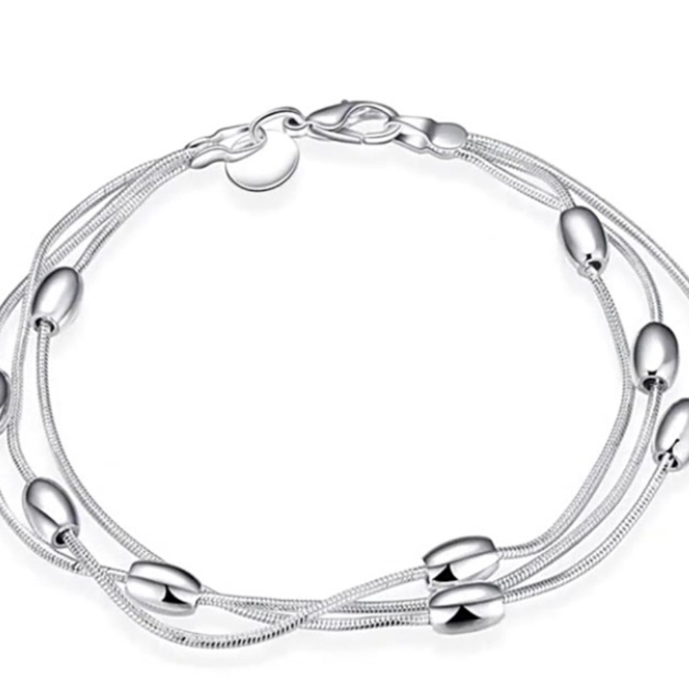 Triple Strand Bracelet.925 Sterling Silver NEW - Picture 5 of 5